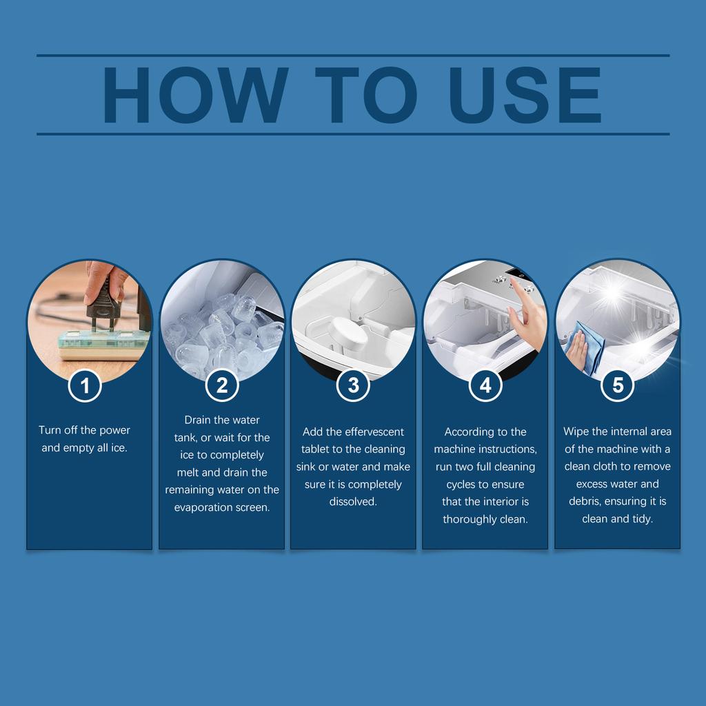 JUE-FISH 10PCS Ice Machine Cleaner Tablets Deep Clean Descaler Limescale Remover for Countertop, Nugget Ice Makers