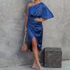 DAFIFY Abiti casual a vita alta a maniche lunghe con stampa tinta unita primavera autunno moda donna