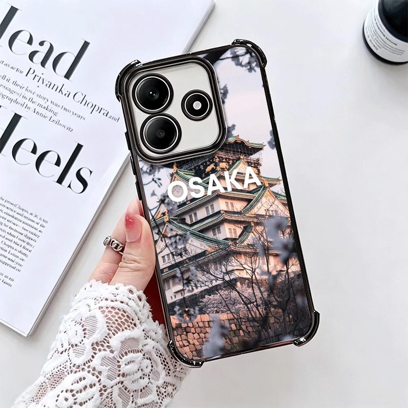 Osaka Tokyo Japan Scenery Plating Phone Case For Xiaomi Redmi Note 14 15 Pro Plus 13 12 11 11S 11T 10 9S 9 5G Anti-Fall Airabag