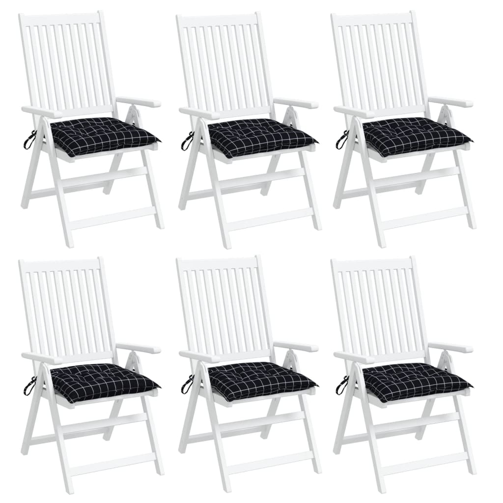 Chair Cushions 6 Pcs Black Checkered Pattern 50x50x7 Cm Oxford Fabric