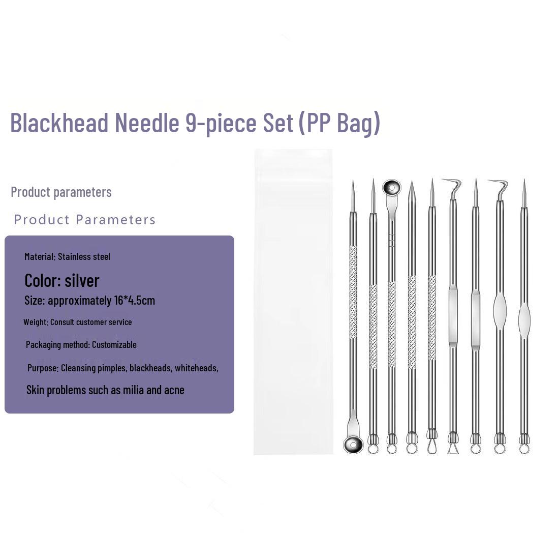 

Набор из 9 двухсторонних экстракторов для удаления черных точек и акне из нержавеющей стали