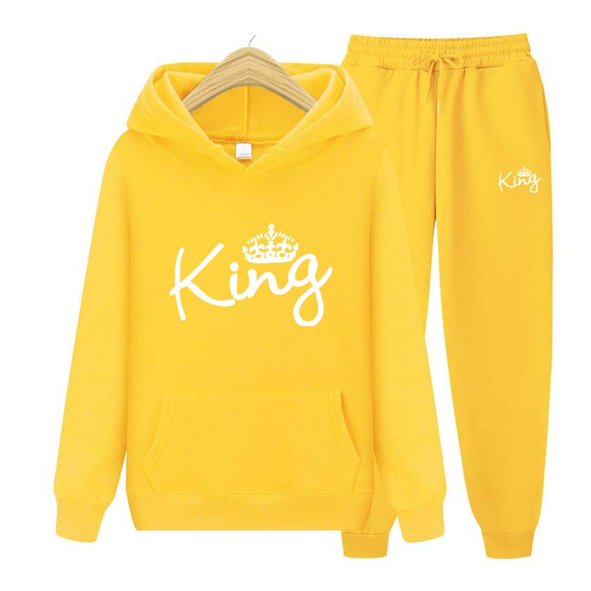 Men Tracksuits Set Spring Autumn King Print Sweatshirt Long Sleeve Hoodie Set Men Womens Hoodies Pants Clothes