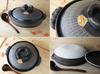 Minosarara Direct Flame Only Black Ten-Stripe Deep Clay Pot, Size 7, for 1-2 people