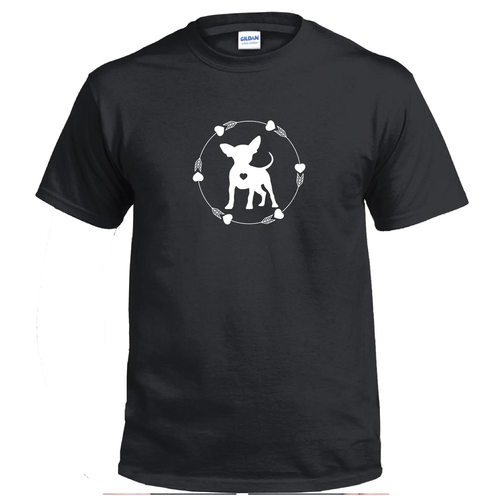 Chihuahua Silhouette Dog Breed Chihuahua Heart Fur Babies Cotton Black T-Shirt M