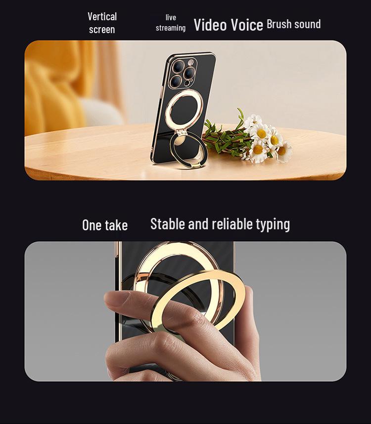 iPhone 17 Pivot Magnetic Case: Electroplated Solid Color, Full Coverage Anti-Fall Protective Case for Apple 16E/15 Pro.