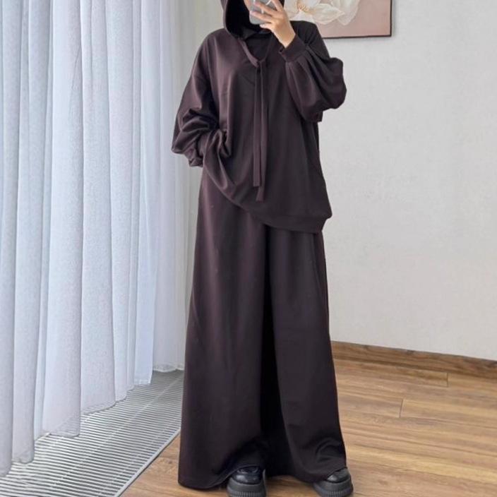 2025 cross-border European and American autumn new hooded long-sleeved sports pullover top waist wide-leg pants women's clothing
