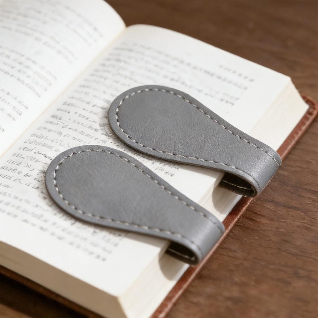 Retro Magnetic Leather Bookmark, Double-ended Positioning Leather Magnetic Bookmark, Bookmark Accessory