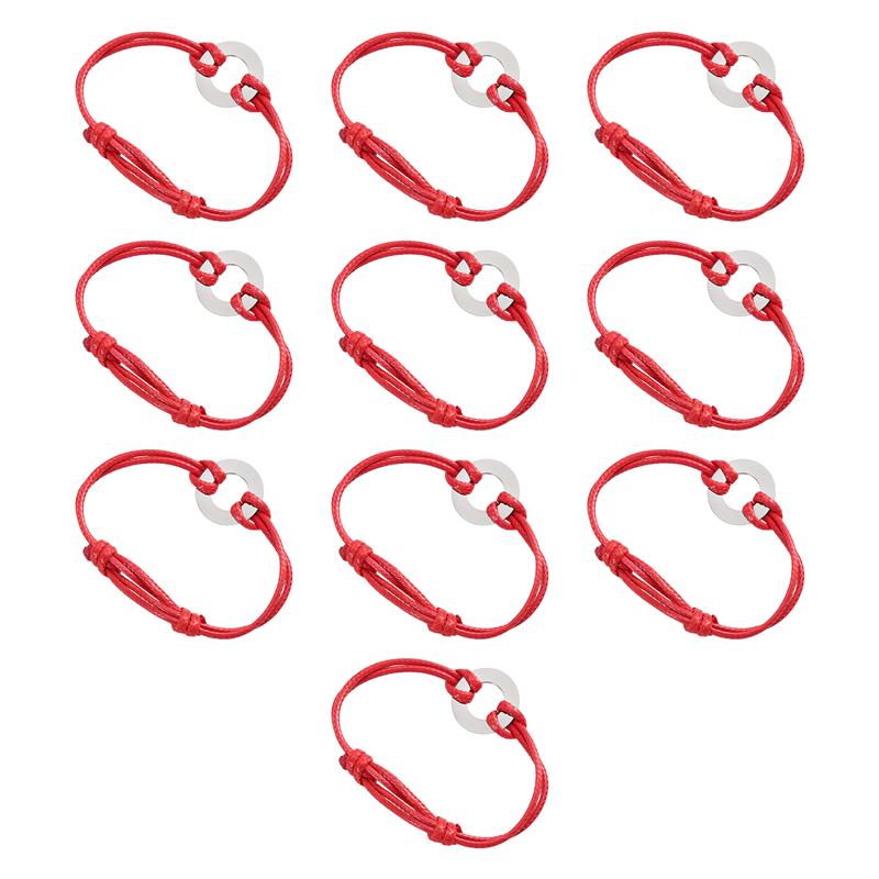 

Metal Stamping Kit Inspirational Bracelet 10Pack With Red Waxed Nylon String For Jewelry Making червоний