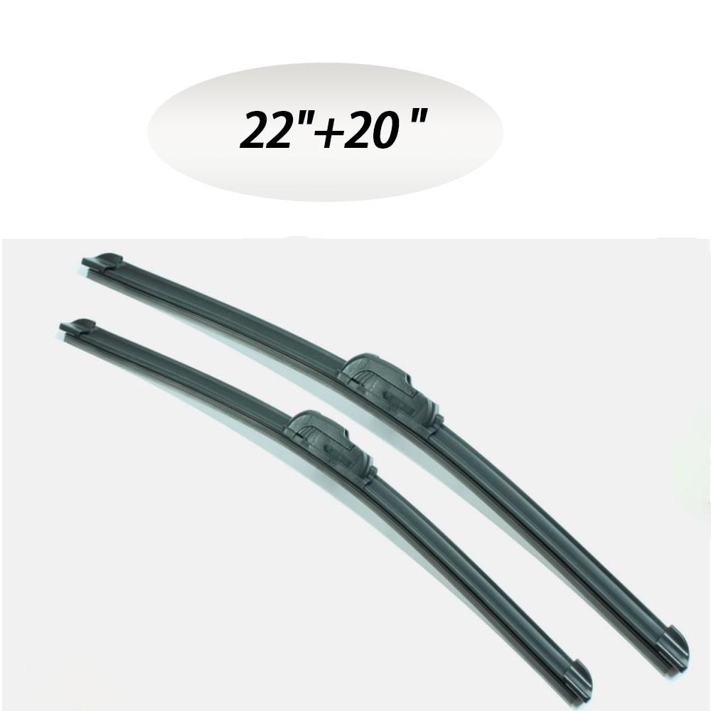 20 - 22  U Hook Black Durable Front Windshield Wiper Blade All-Season Pack of 2