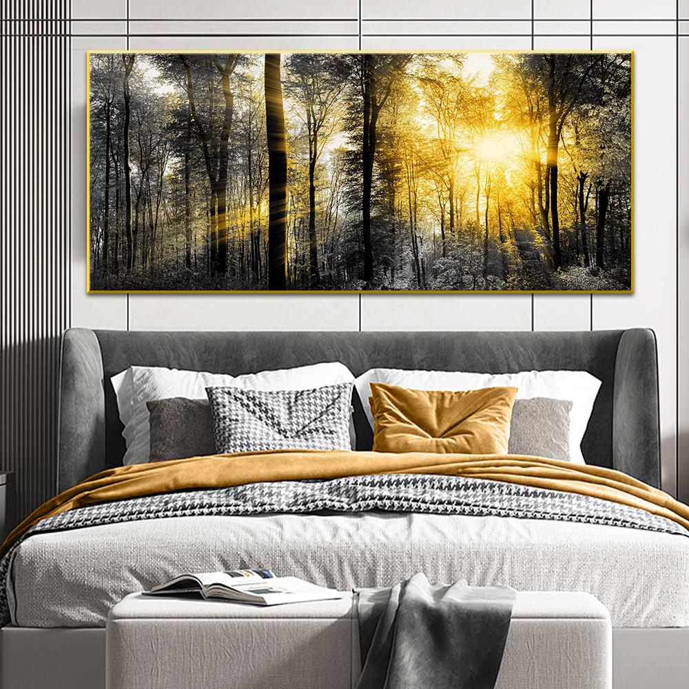 Black White Artwork Gold Mountain Landscape Canvas Painting Scandinavian Poster and Print Wall Art Modern Living Room Decor Pics
