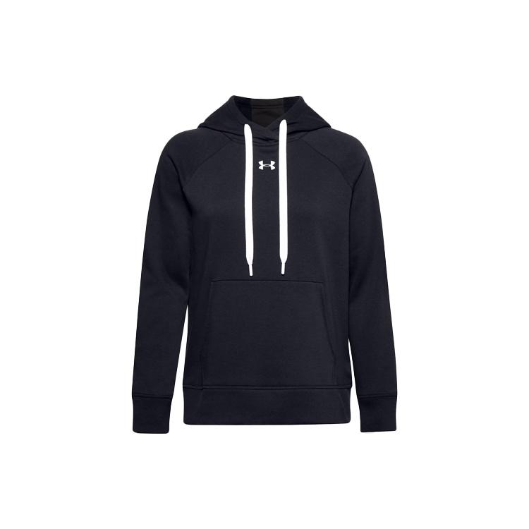 (WMNS) Under Armour Rival Fleece Hoodie Black White Women s 1356317-001 M