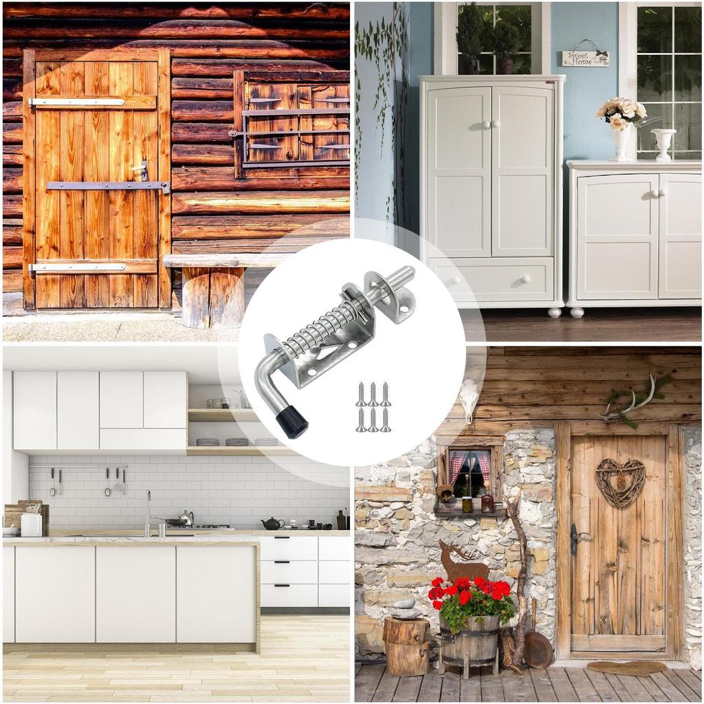 Spring Latch Lock | Stainless Steel Heavy Duty Door and Window Portable Latch, Stainless