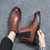 Fashion Men Business Ankle Boots Black Brown Thick Bottom Wear Resistant One Step Business Fashion Brand Cher Boots Size 38-46 Men Boots