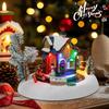 Animation Christmas Village Train Station Pre-lit Resin Collectible Building Figurine with Rotating Train Indoor Christmas Scene