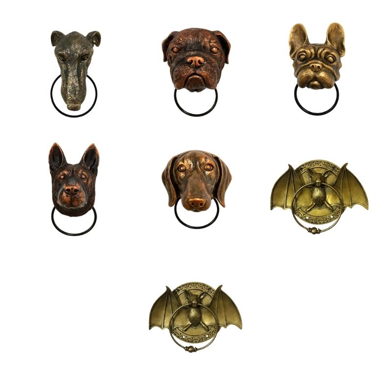 Decorative Animal Door Knocker with Raised Head and Lifting Handle for Wood, Metal, Garden, Entry, and Shop Entrances