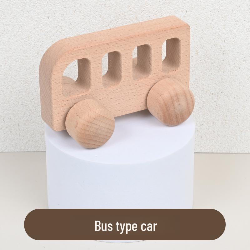 Eco-Friendly Beech Wood Toy Car - Natural Finish, Safe for Kids' Education