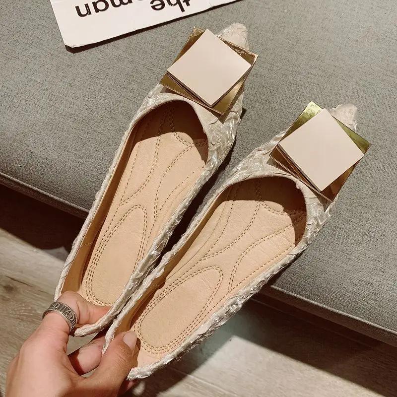 Fashion Pointed Toe Blue Women's Flat Shoes Elegant Party Popular Young On Promotion Vacation Low Price Chic Non Slip 39 Ladies Footwear