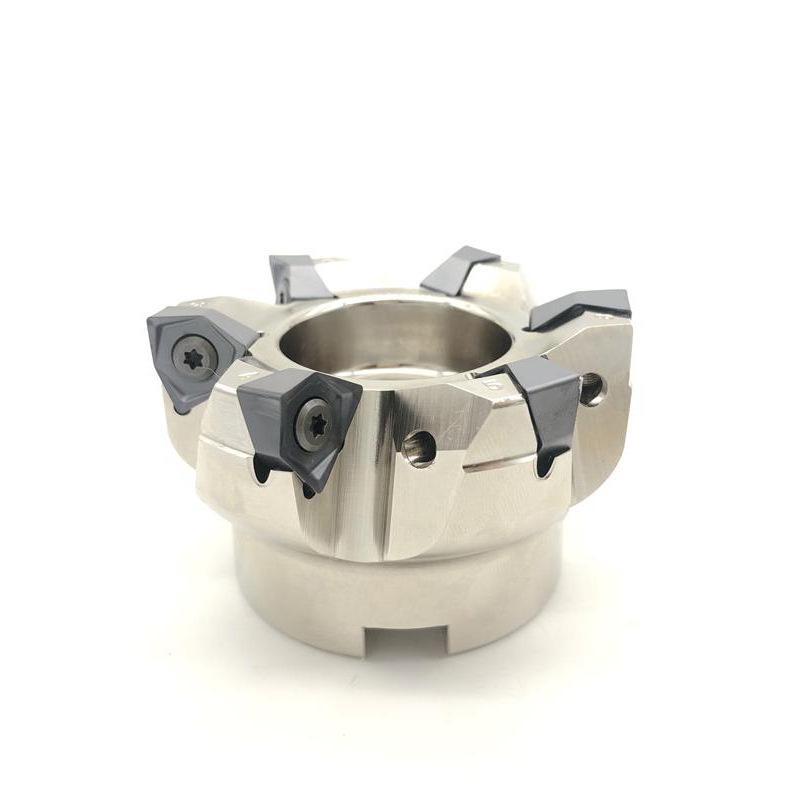 MFWN90 High-Speed Hexagonal Heavy Cutting Milling Cutter with Double-Sided Insert, Morse Taper 4 Turret R8
