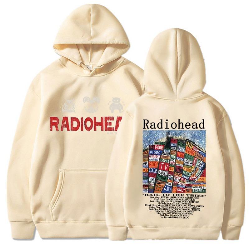 Radiohead Vintage Print Hoodie Men's Women Clothing Pullover Hip Hop Rock Band Hail To The Thief Music Album Hooded Sweatshirts