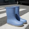 Morandi color women's medium rain boots fashion classic women's outdoor wading rain shoes thickened non-slip water shoes rubber shoes