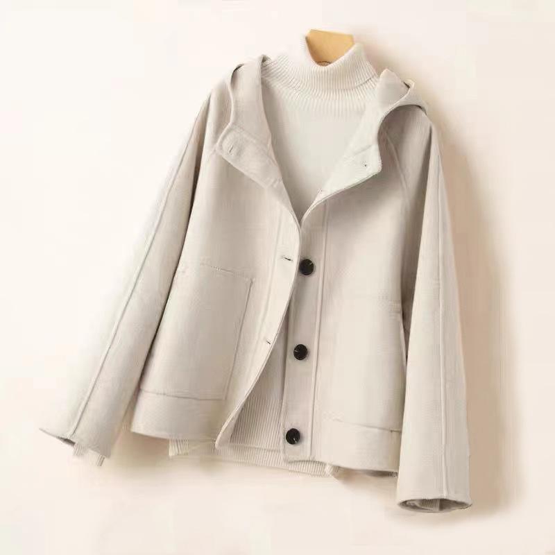 

Brand Women s Retro Tweed Wool Coat - Petite, Stylish, Versatile Casual Jacket for Autumn/Winter M (up to 100 lbs) грязно-белый