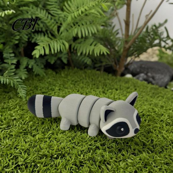 Stress Relief Toy 3D Printed Raccoon Figurine Decoration with Movable Joints, Cute Articulated Soft Color Decor Animal Desktop Ornament, for