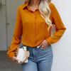Frauen Tops Büro Dame Einfarbig V-ausschnitt Taste Hemd Beiläufige Lose Langarm-shirt Frühling Chiffon Bluse Kleidung 25137