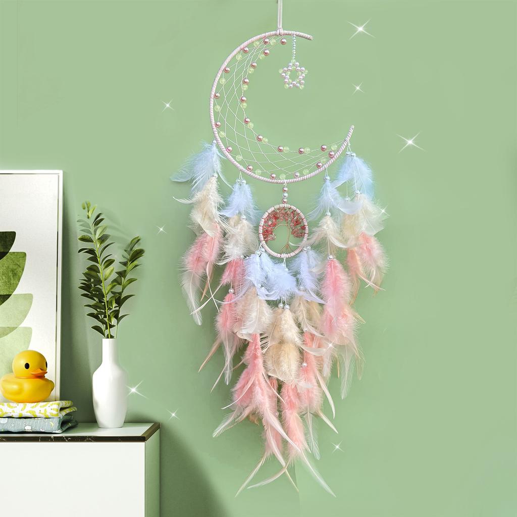 Heart Fantasy Dekorační světelné řetězy Hvězda a Měsíc Fluorescenční Lapač snů Větrná zvonkohra Závěsná dekorace Pokojová dekorace Dárek Prémiový Vzhled
