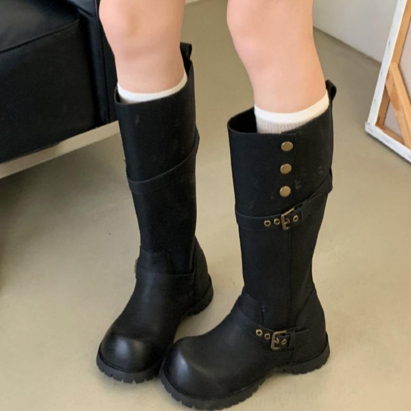 

2025 autumn and winter new temperament two wear stacked boots women s versatile inner height increase retro western boots medium tube thin boots 39 чёрный