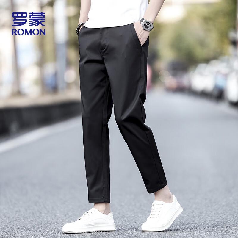 

ROMON Men s Summer Thin Ice Silk Straight Casual Pants LL89 32