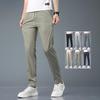 Ice Silk Men's Pants Summer  Black Gray Thin Business Casual Pants Outdoor Elastic Breathable Straight Leg Sweatpants