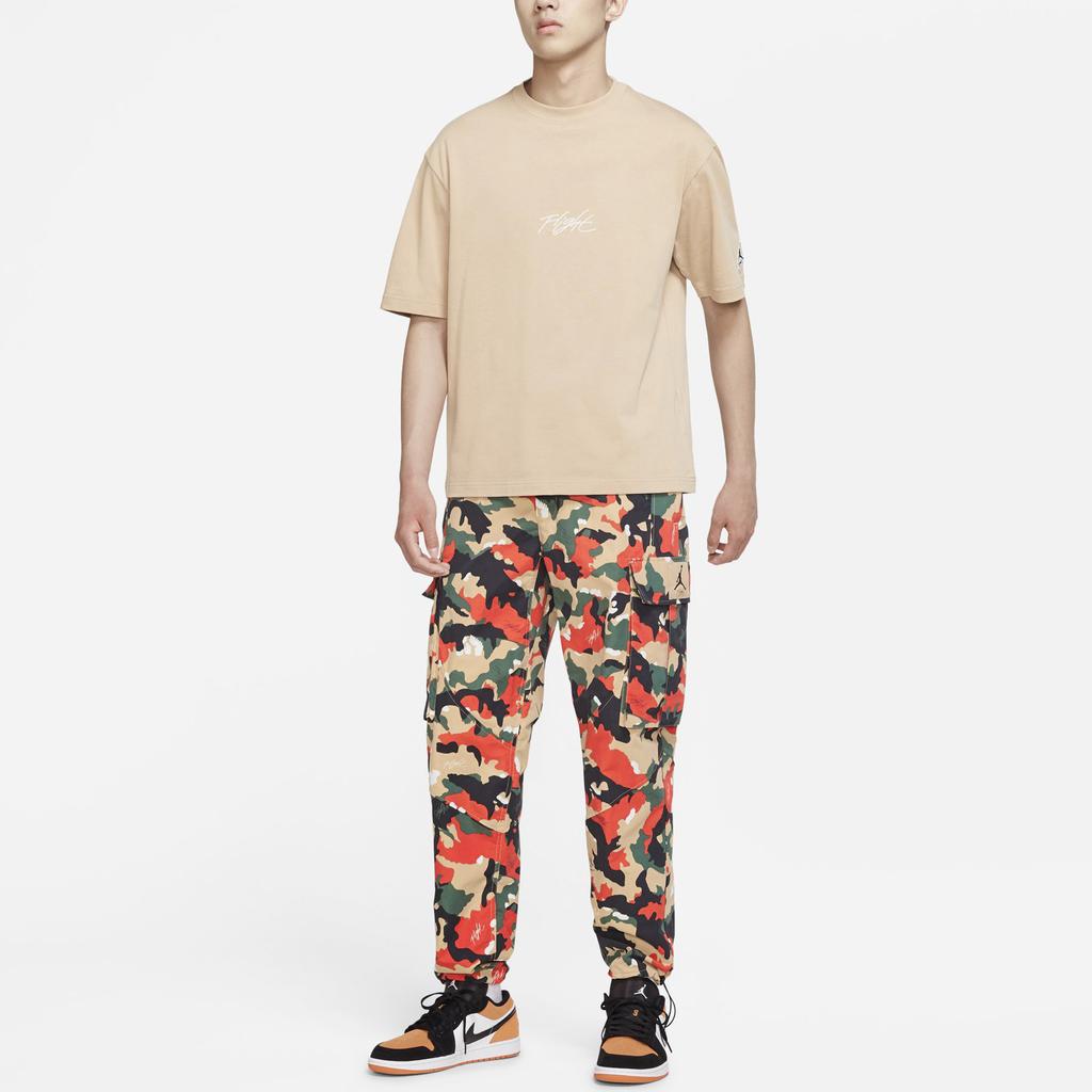 Jordan Flight Essentials Embroidered Logo Sport Crew Neck Short Sleeve T-Shirt Men Tops Apricot DA9890-245