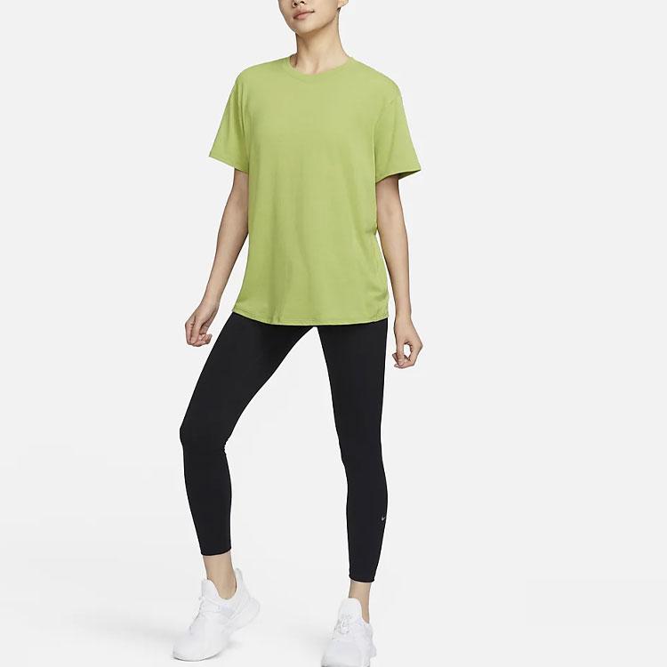 Nike Solid Color Logo Quick-Dry Short Sleeve Drop Shoulder T-Shirt Women Tops Pear-Green FN2815-377