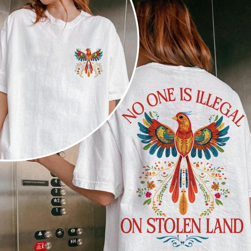 No One Is Illegal On Stolen Land Shirt Social Justice Shirt HuUnisex Rights Shirt Protest Shirt Abolish Ice Protest Shirt S