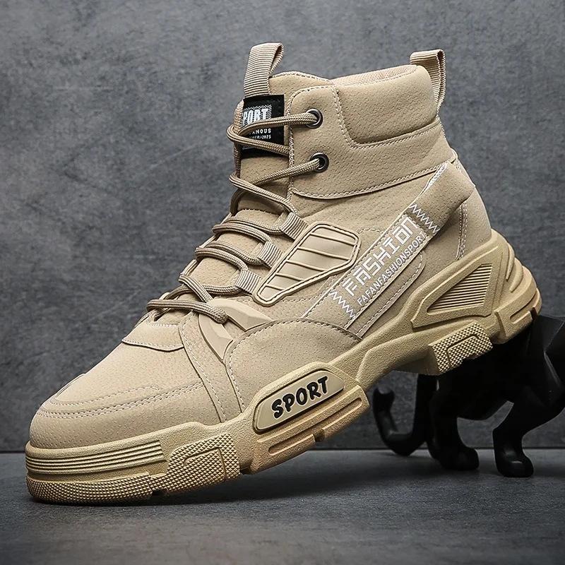Fashion 2024 Men’s Casual Sneakers Platform Men Boots Comfortable High Top Ankle Boots Fashion Man Work Shoes Trend Versatiled Hombres