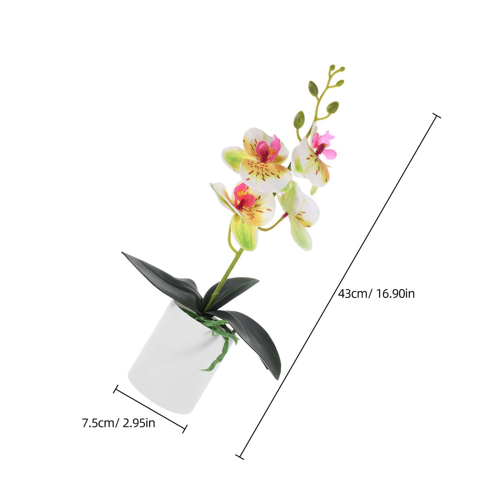 Artificial Potted Orchid Realistic Simulation Desktop Plant Decoration Faux Orchid Flower Bonsai Tabletop Artificial Potted