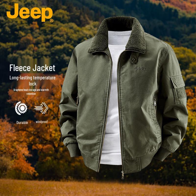 Jeep Herren Warme Fleece-Arbeitsjacke im amerikanischen Stil