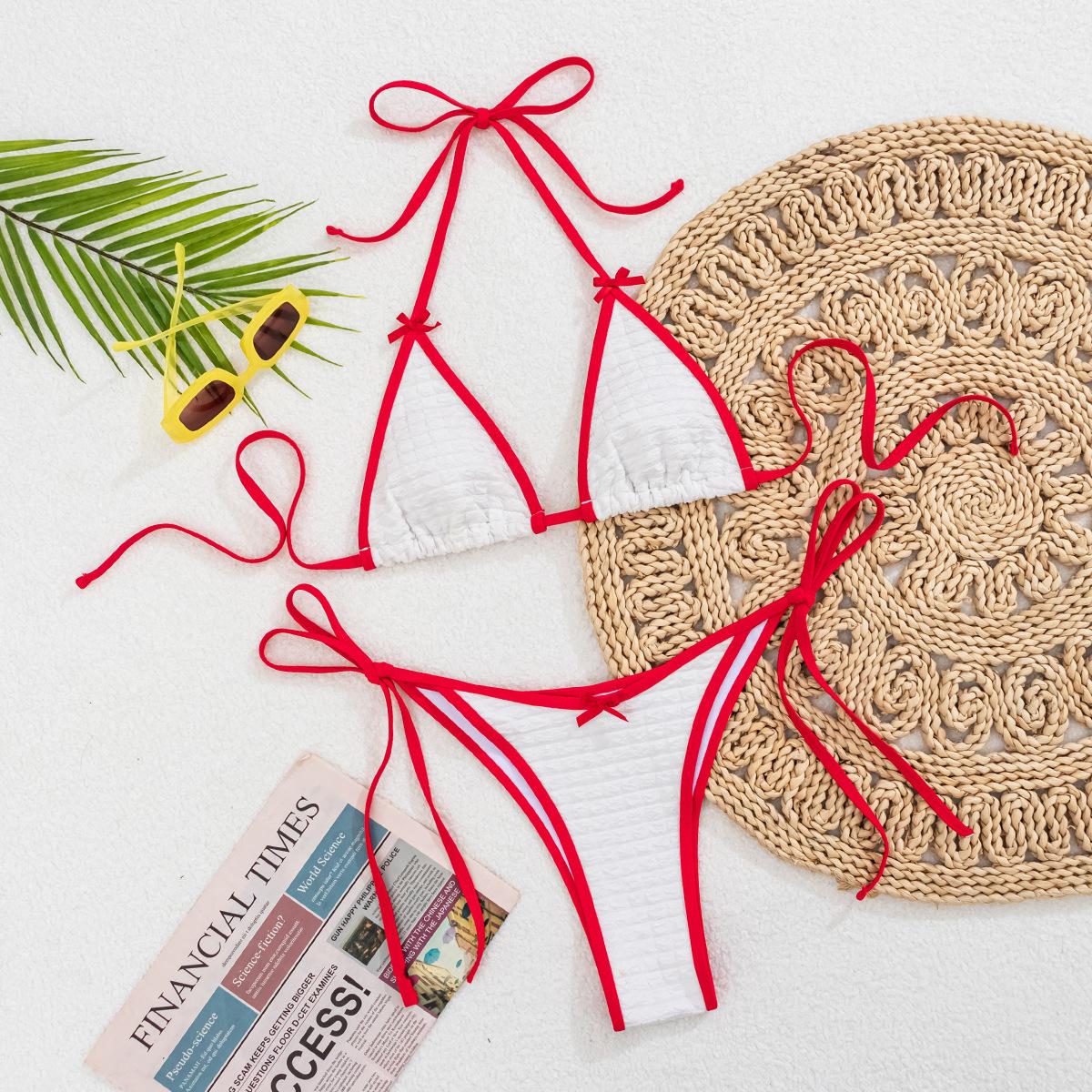 New Contrasting Color Split Two-Piece Bikini Cute Style European And American Women S Beach Swimsuit S