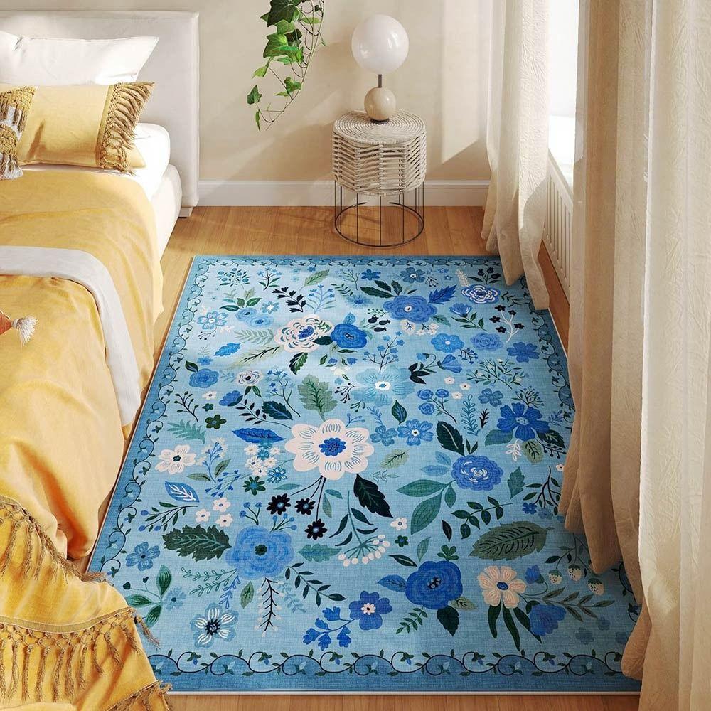 Non-slip Floor Mat Soft Door Gasket Portable Flower Carpet  for Living Room Tea Table Bedside