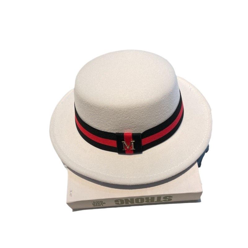 European and American Casual Fashion Autumn and Winter Top Hat Black and Red Accessories Classic Flat-top Felt Hat High-end Temperament Jazz Top Hat