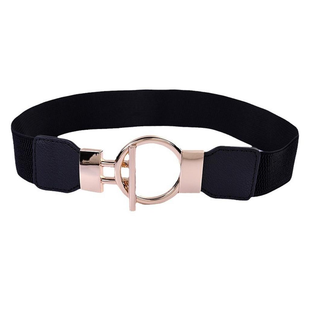 Women Stretch Waist Belt Fashionable Elastic Metal Buckle Adjustable Cincher For Dresses Casual Outfit Party Office Wear