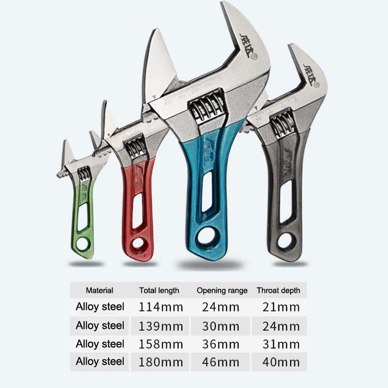 4/5/6/8 Inch Short Handle Adjustable Wrench Portable Mini Large Opening Monkey Spanner Household Wrench Tools