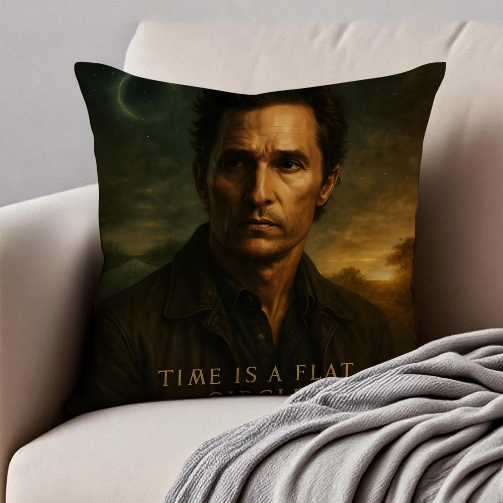 M-Matthew Mcconaughey Pillow Hollywood Actor Cushion Cover Pillowcase Anti-Dustmite Invisible Zipper Short Plush Sofa Cushion