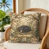 Woodland Botanical Bear And Cub Cushion Cover Double-Sided Plush Sofa Cushion Covers Organic Breathable Invisible Zipper