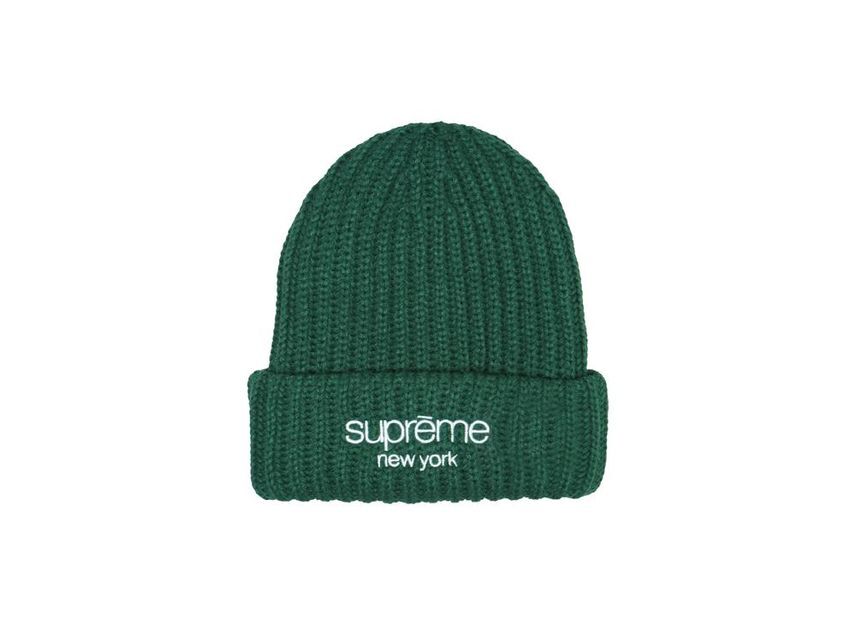 Supreme Classic Logo Chunky Ribbed Beanie Green One-Size