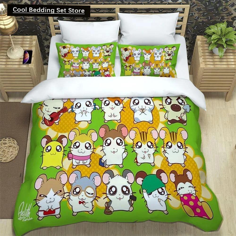 3D-Druck Cartoon Hamtaro Bettwäsche-Set Bettbezug Kissenbezug Set Weich Bequem Kindergeburtstagsgeschenk Heimtextilien