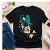 Blue Bird Cherry Blossoms Tee | Floral Nature Spring Tee | Bird Lover Gift
