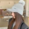 Windproof Winter Baseball Cap Pom Pom Design Brimmed Windproof Hat Knit Visor Beanie Casual Wear