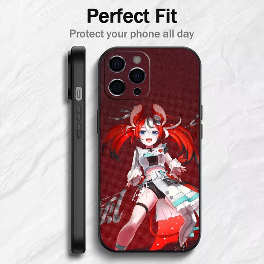 

Holo Characters Hakos Baelz Phone Case For iPhone17,16,15,14,13,12 Plus,Max Soft Silicone Black Cover iPhone16promax