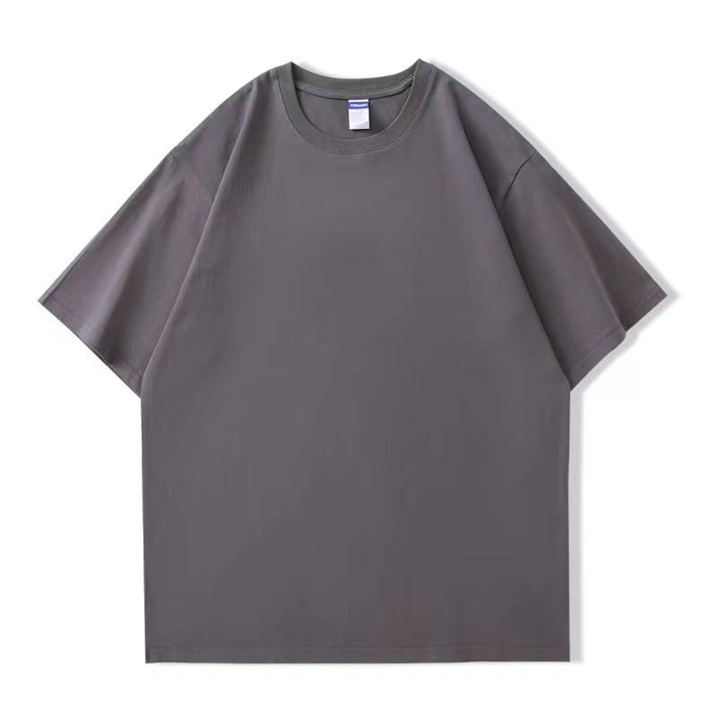 Heavy T-shirt men's and women's round neck short-sleeved printed LOO solid color half-sleeved bottoming shirt T-shirt wholesale